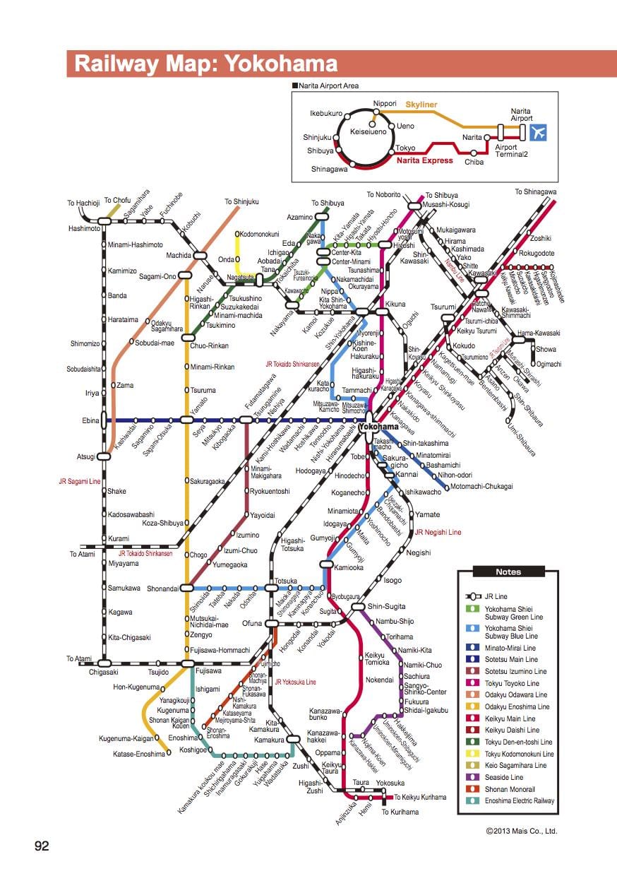 ಟೋಕಿಯೋ ಯೋಕೊಹಾಮಾ ರೈಲು ನಕ್ಷೆ
